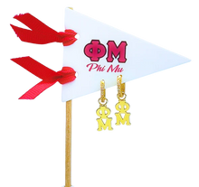 Greek Letter Huggie Hoops- Phi Mu