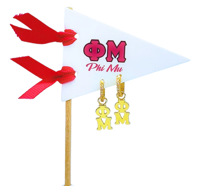 Greek Letter Huggie Hoops- Phi Mu