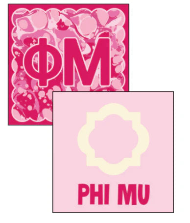 Reversible Acrylic Marbled Coaster- Phi Mu