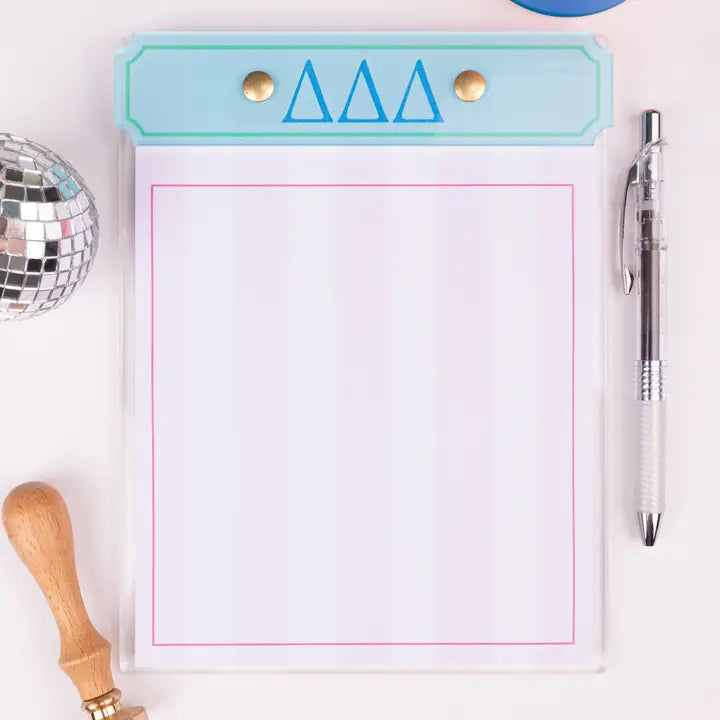 Collegiate Acrylic Notepad- Delta Delta Delta