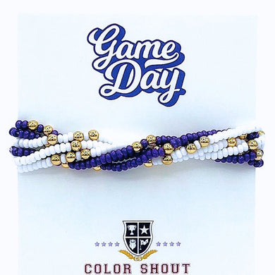 Team Colors Bracelet Stack- Purple & White