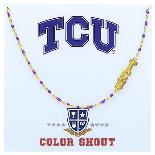 Side Set Enamel Bead Necklace- TCU