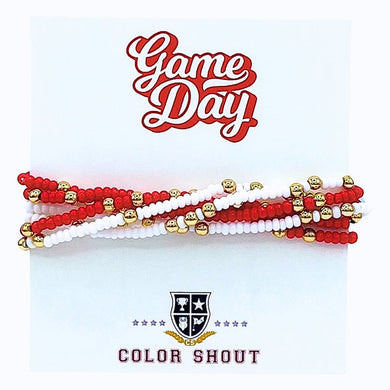 Team Colors Bracelet Stack- Red & White