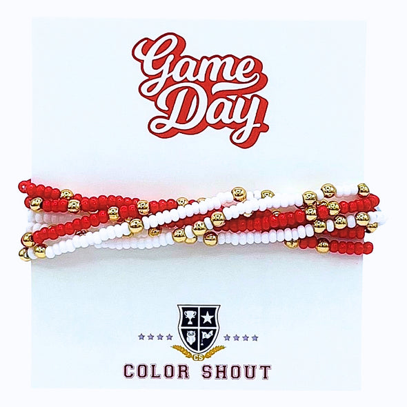 Team Colors Bracelet Stack- Red & White