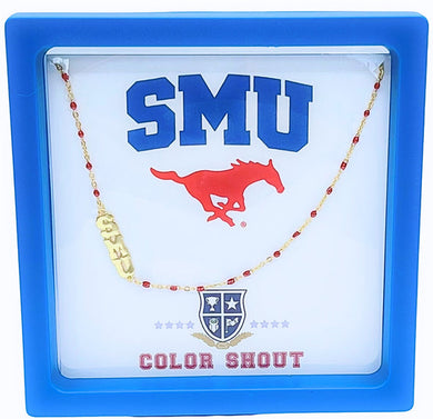 Side Set Enamel Bead Necklace- SMU