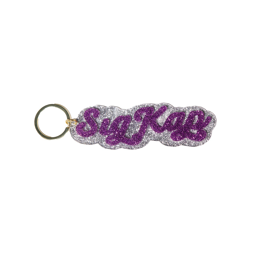 Glitter Script Keychain- Sigma Kappa