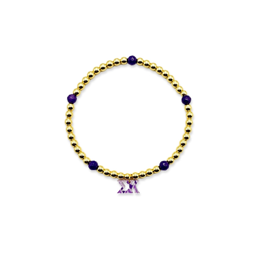 Beaded Charm Bracelet- Sigma Kappa