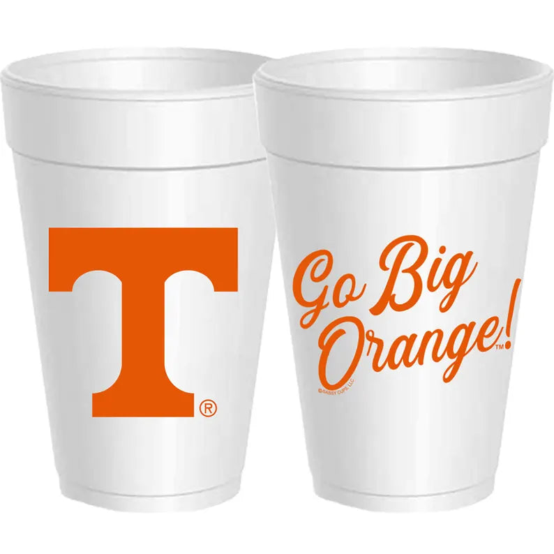 Tennessee Go Big Orange Styrofoam Cups