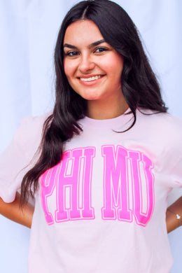 Varsity Arch Puff Tee- Phi Mu