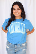 Varsity Arch Puff Tee- Delta Delta Delta