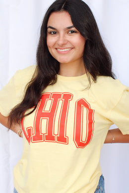 Varsity Arch Puff Tee- Chi Omega