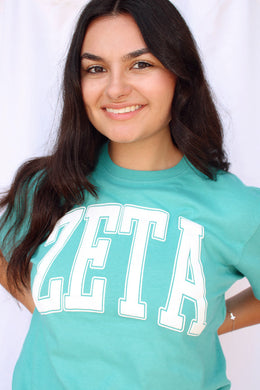 Varsity Arch Puff Tee- Zeta Tau Alpha