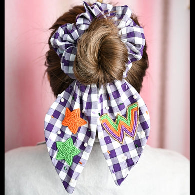 Gingham Beaded Scrunchie- Waldemar