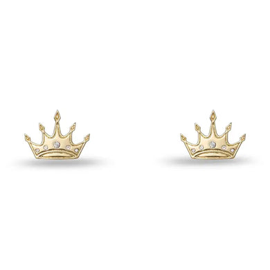 Gold Crown Stud Earrings