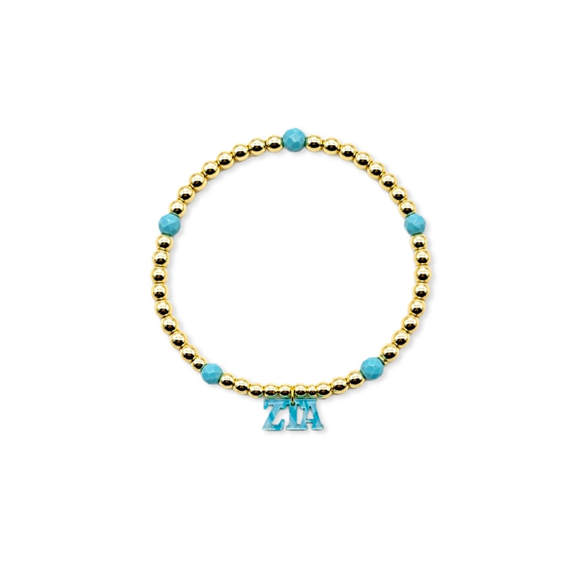 Beaded Charm Bracelet- Zeta Tau Alpha