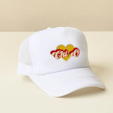 Sorority White Trucker Hat-Chi Omega