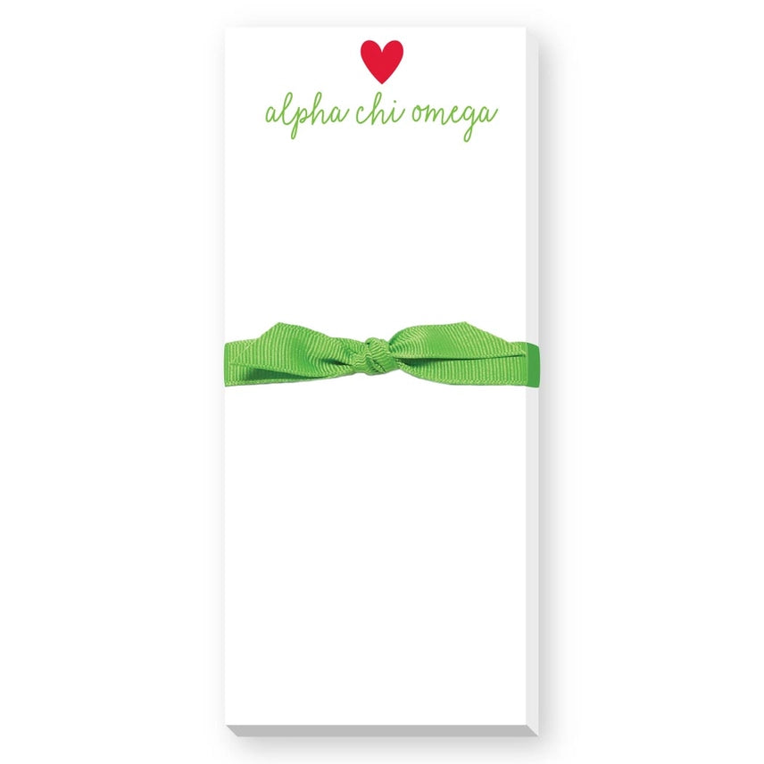 Skinnie Heart Notepad- Alpha Chi Omega