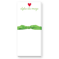 Skinnie Heart Notepad- Alpha Chi Omega