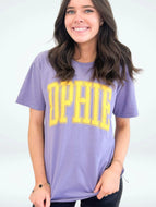 Varsity Arch Puff Tee- Delta Phi Epsilon