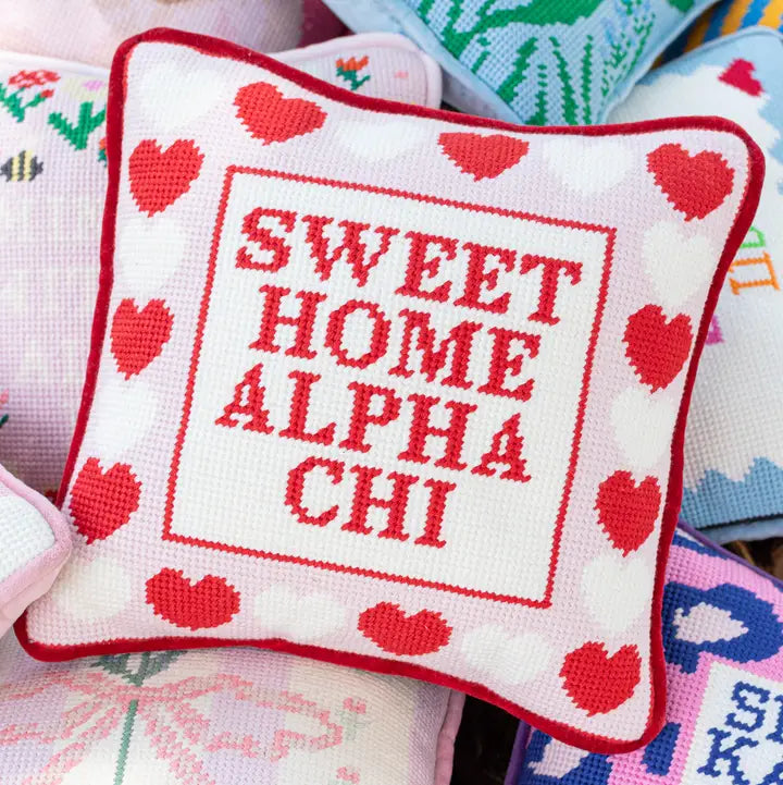 Sorority Needlepoint Pillow *Pre-Order* Alpha Chi Omega