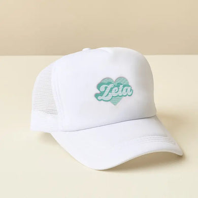 Sorority White Trucker Hat-Zeta Tau Alpha