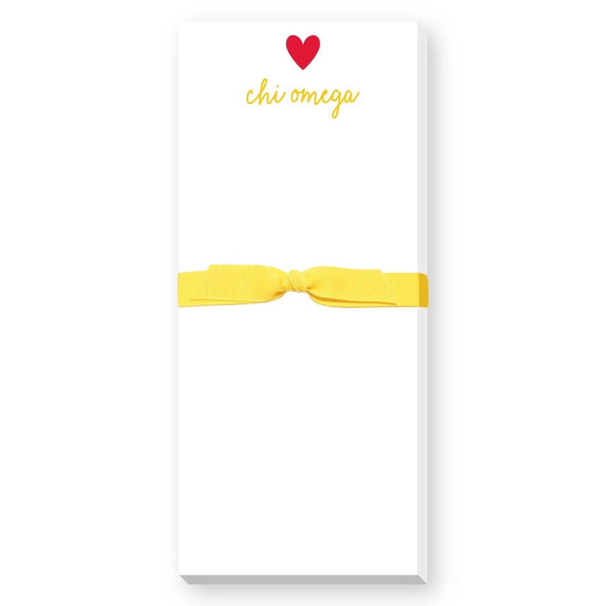 Skinnie Heart Notepad- Chi Omega