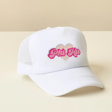 Sorority White Trucker Hat-Phi Mu