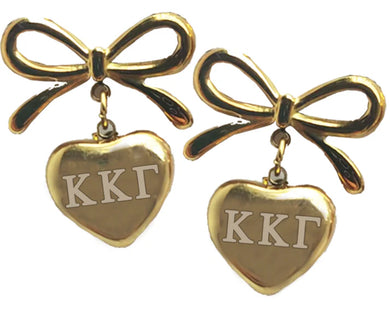 Kappa Kappa Gamma Bow and Heart Earrings