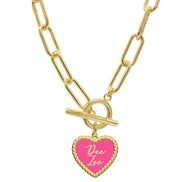 Sorority Enameled Heart Charm Toggle Necklace - Delta Zeta