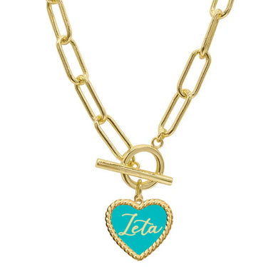 Sorority Enameled Heart Charm Toggle Necklace - Zeta Tau Alpha