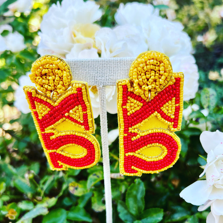 Greek Beaded Earrings- Chi Omega