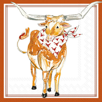 Hometown Pride Cocktail Napkin- White Longhorn