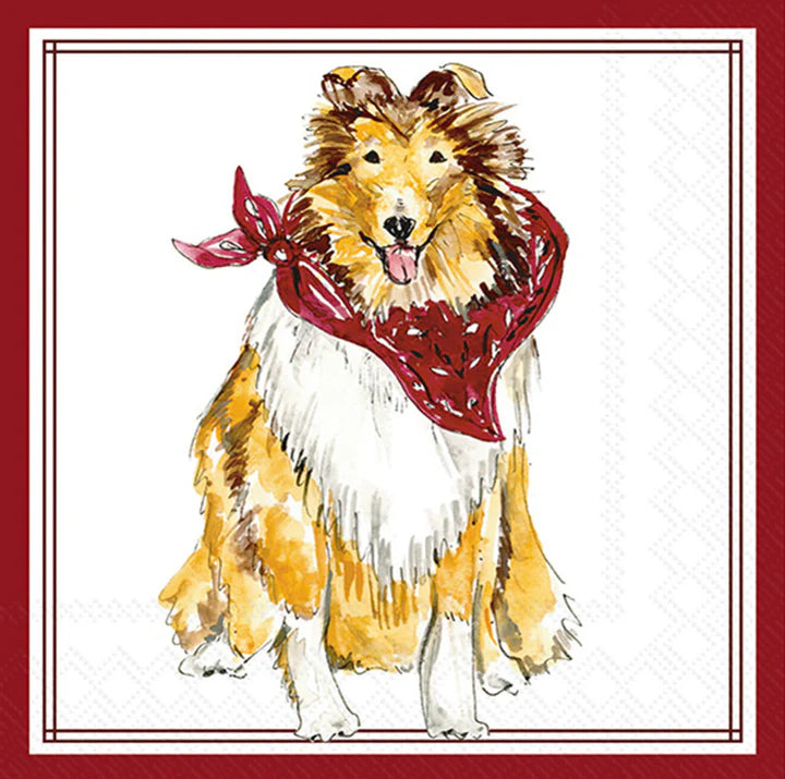 Hometown Pride Cocktail Napkin- Maroon Collie