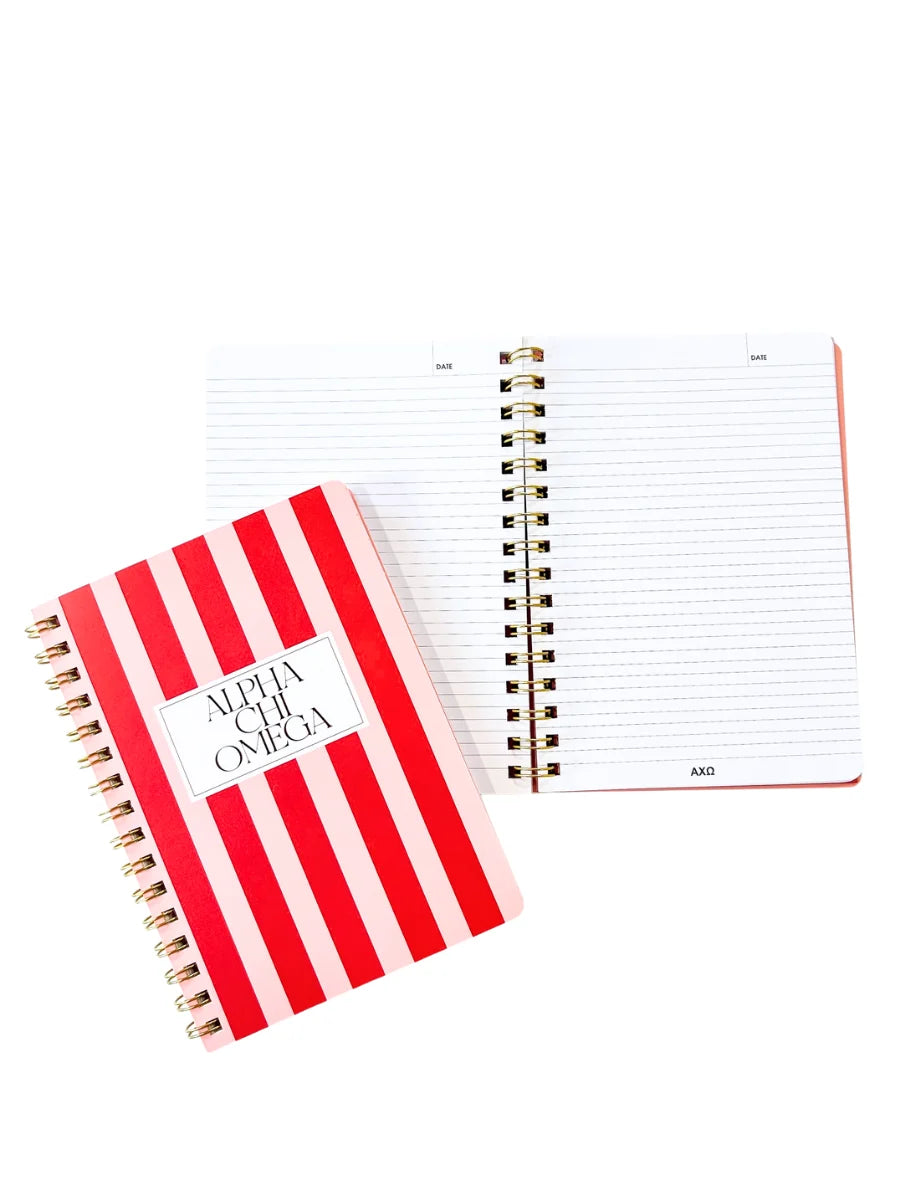 Striped Notebook- Alpha Chi Omega