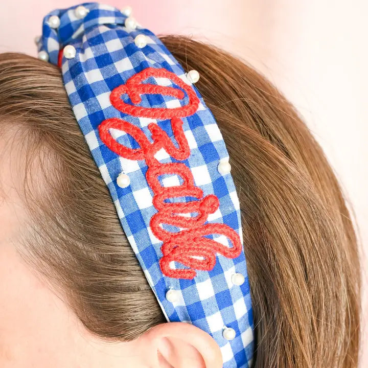 Gingham Beaded Headband- Ozark