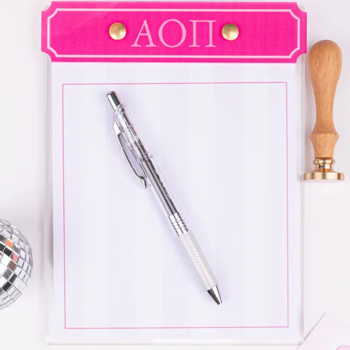 Collegiate Acrylic Notepad- Alpha Omicron Pi