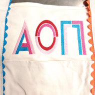 Scalloped Embroidered Tote Bag- Alpha Omicron Pi