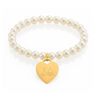 Heart Tag Pearl Stretch Bracelet- Kappa Delta