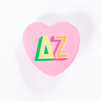 Block Print Heart Button- Delta Zeta