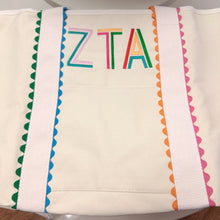 Scalloped Embroidered Tote Bag- Zeta Tau Alpha