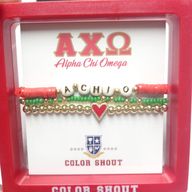 sorority love bracelet stack- Alpha Chi Omega