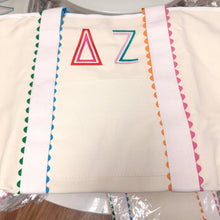 Scalloped Embroidered Tote Bag- Delta Zeta
