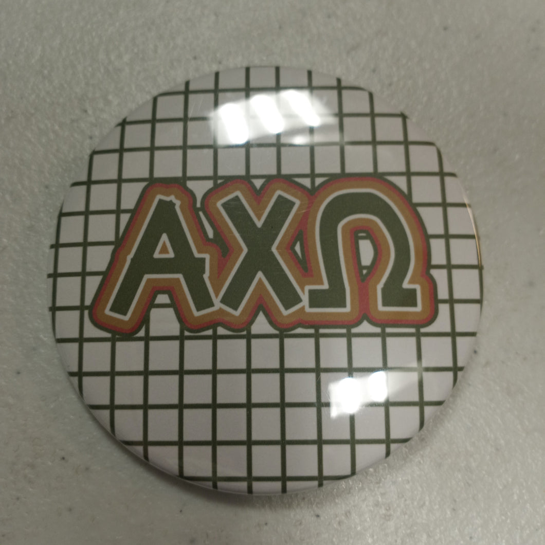 Plaid Fun Button- Alpha Chi Omega