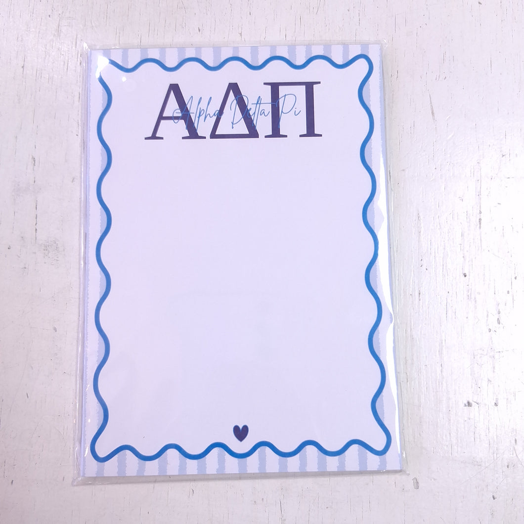 Scalloped Design Notepad- Alpha Delta Pi