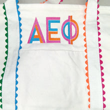 Scalloped Embroidered Tote Bag- Alpha Epsilon Phi