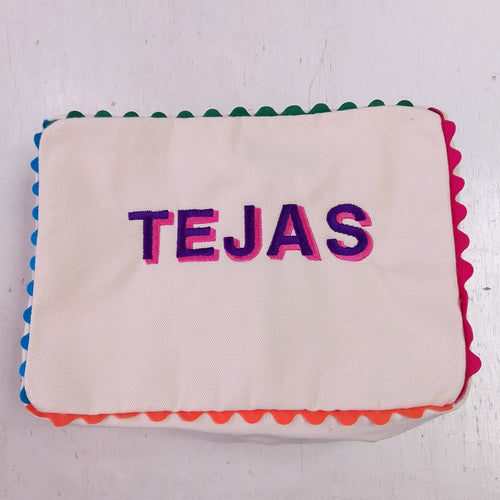Scalloped Trim Cosmetic Bag- Tejas