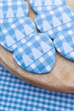 Gingham Heart Button- Delta Delta Delta