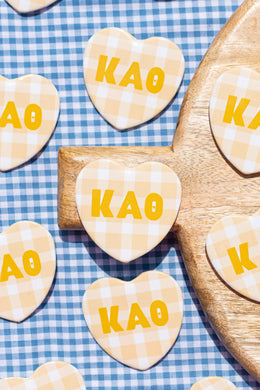 Gingham Heart Button- Kappa Alpha Theta