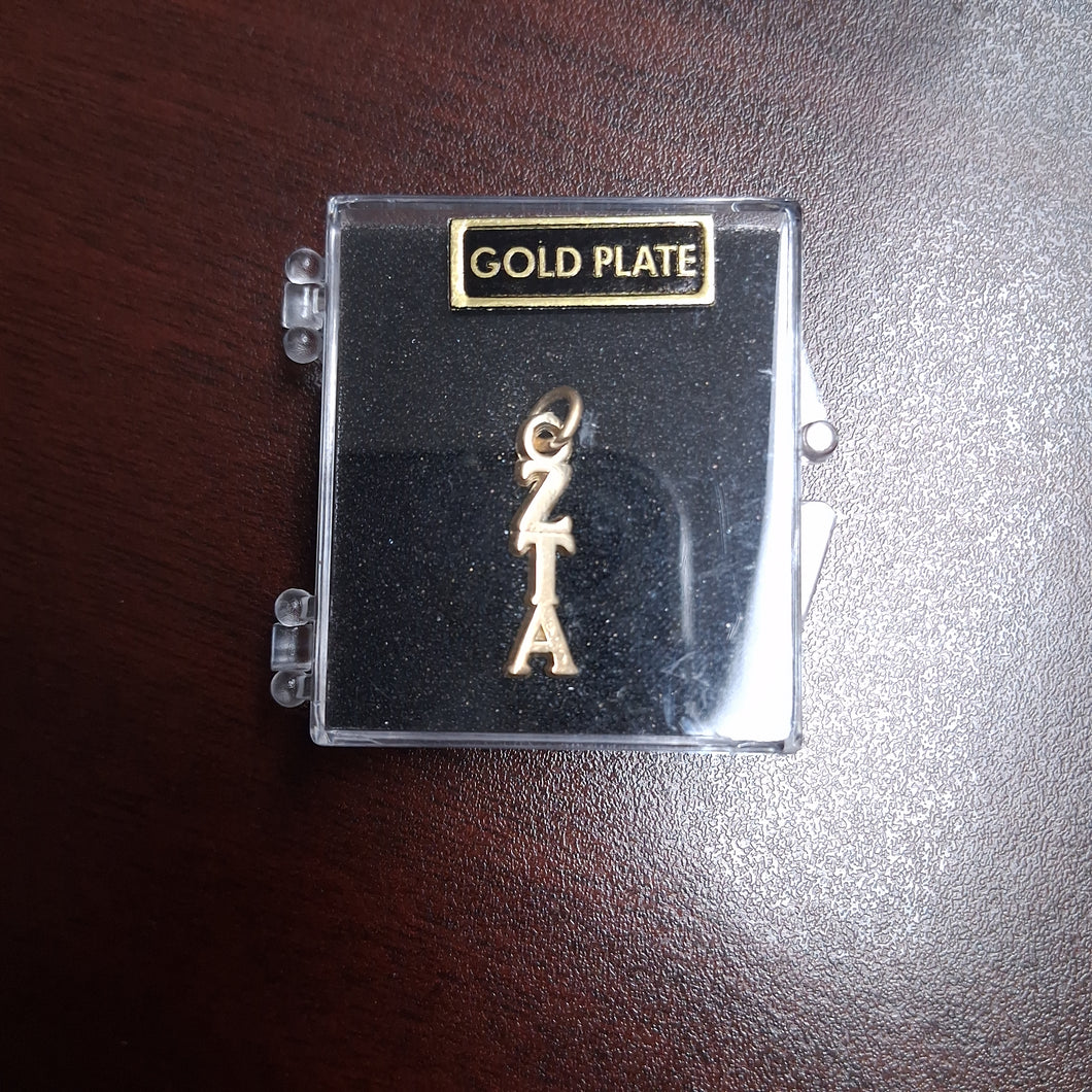 Gold Plate Vertical Letter Drop - Zeta Tau Alpha