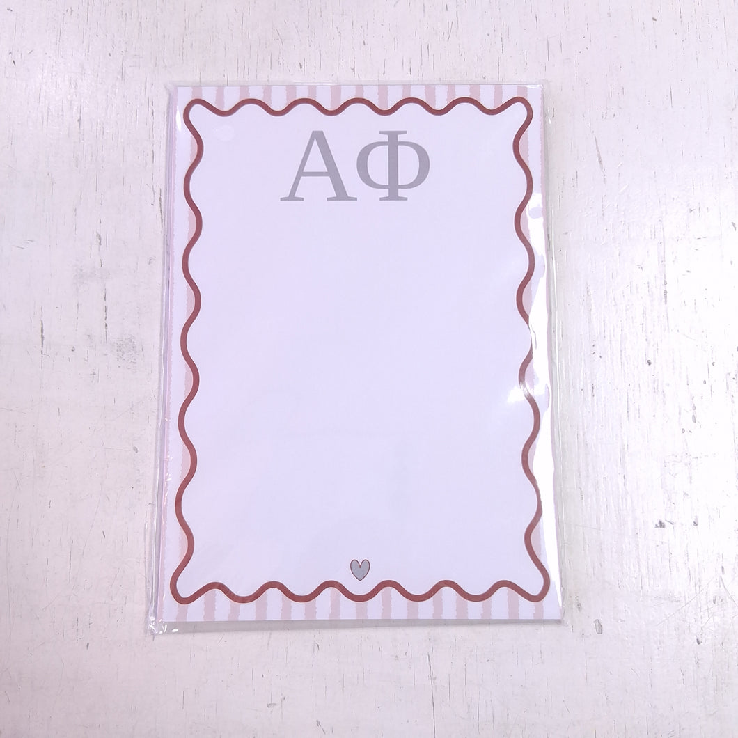 Scalloped Design Notepad- Alpha Phi